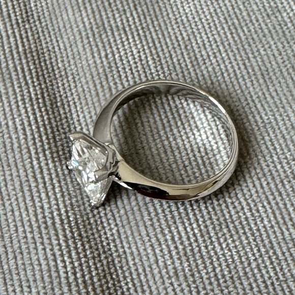 2ct Princess Cut Moissanite White Gold Plated Over Sterling Silver Ring - Picture 5 of 8